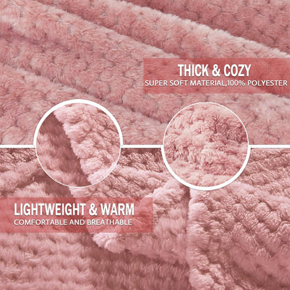 Exclusivo Mezcla Fleece Throw Blanket Extra Large, Super Soft and Warm Blankets for Couch, Sofa and Bed Waffle Textured, Cozy, Fuzzy and Lightweight (Slate Blue, 50x70 Inches)