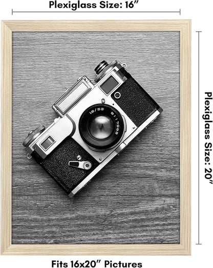 Americanflat 16x20 Picture Frame with Polished Plexiglass - Black Picture Frame - Wide Photo Frames Made of Engineered Wood for Vertical or Horizontal Wall Display - Epic Collection - Black - Colors B
