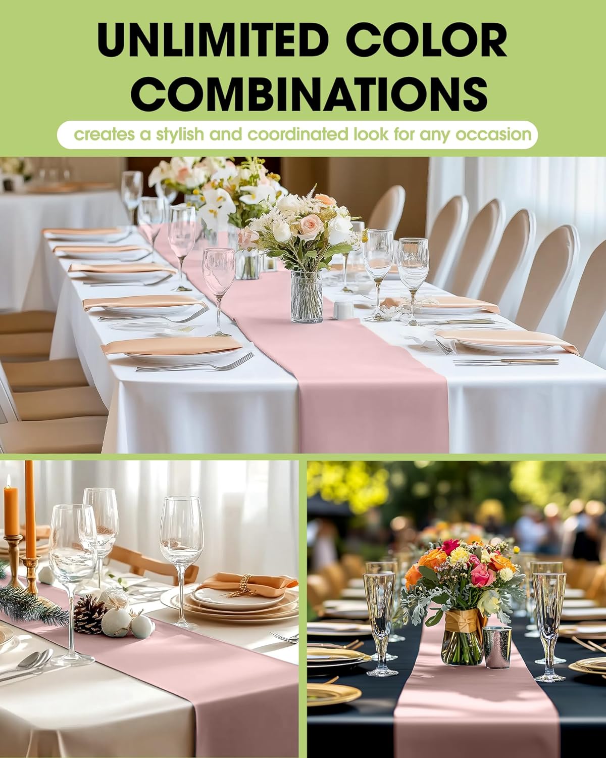 Pureegg Gold Plastic Table Runners - 10 Pack, 14'' x 108'', Water Resistant & Disposable Centerpiece Decorations for Table Cloth, Wedding, Birthday, Holiday, Baby Shower, Party, Home Decor