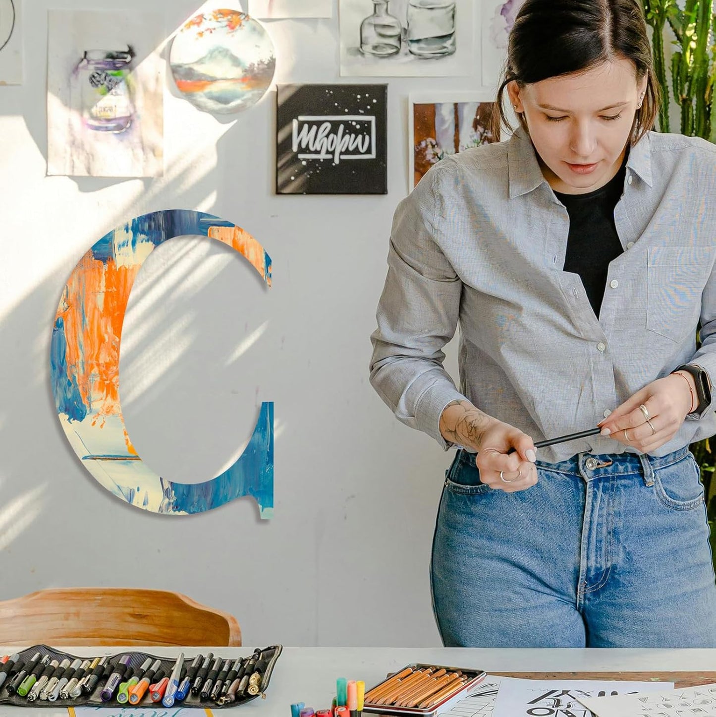 17 inch Large Wooden Sign & for Wall Decor, Big Wood Symbol &, Giant Paintable Blank Wooden Shapes for Crafts, Unfinished Wood Cutouts for Birthday Party, Rustic Wedding, Christmas Decor, Baby Shower