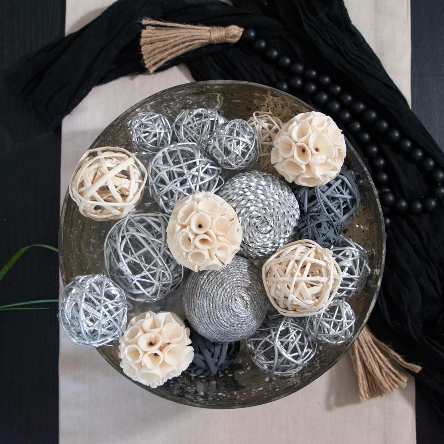 ANDALUCA Decorative Balls Bag Bowl Filler Home Decor (Beige)