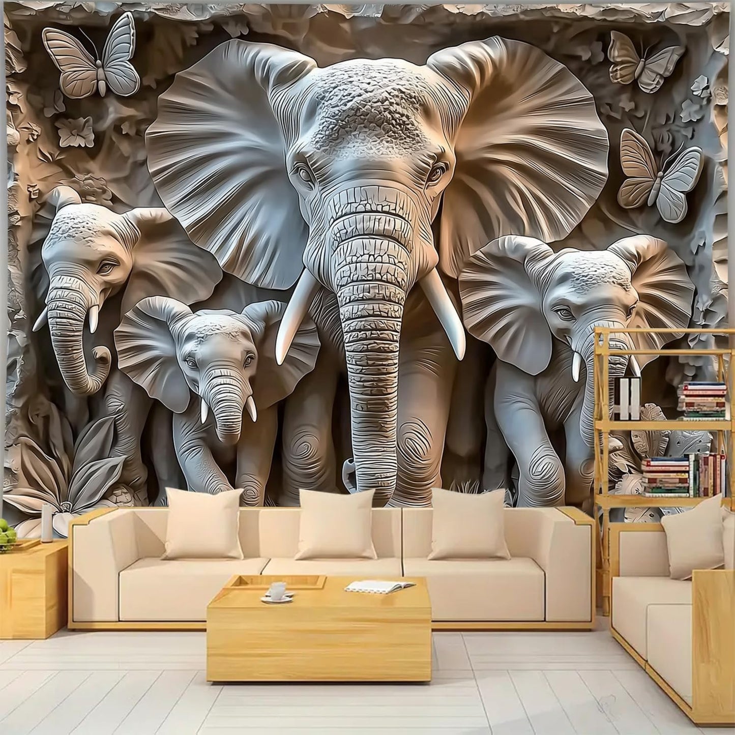 BSFHH 3D Animal Tapestry Wall Hanging Art Bedroom Living Room Wall Art Poster (Elephant, 90''×70'')