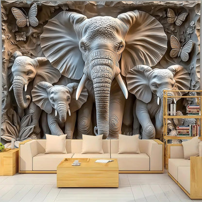 BSFHH 3D Animal Tapestry Wall Hanging Art Bedroom Living Room Wall Art Poster (Elephant, 90''×70'')