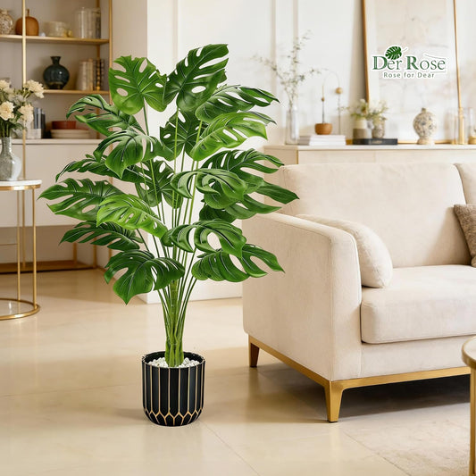 Der Rose 44" Fake Palm Tree Artificial Tree Faux Plant for Indoor and Outdoor Home Office Living Room Porch and Balcony Decor