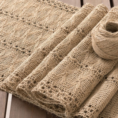 Socomi Boho Table Runner Summer Farmhouse Rustic Dining Kitchen Centerpiece Decor Small Macrame Woven Cotton Linen Coffee Table Runner for Dresser Scarf Home Decor 12x36 inch Beige