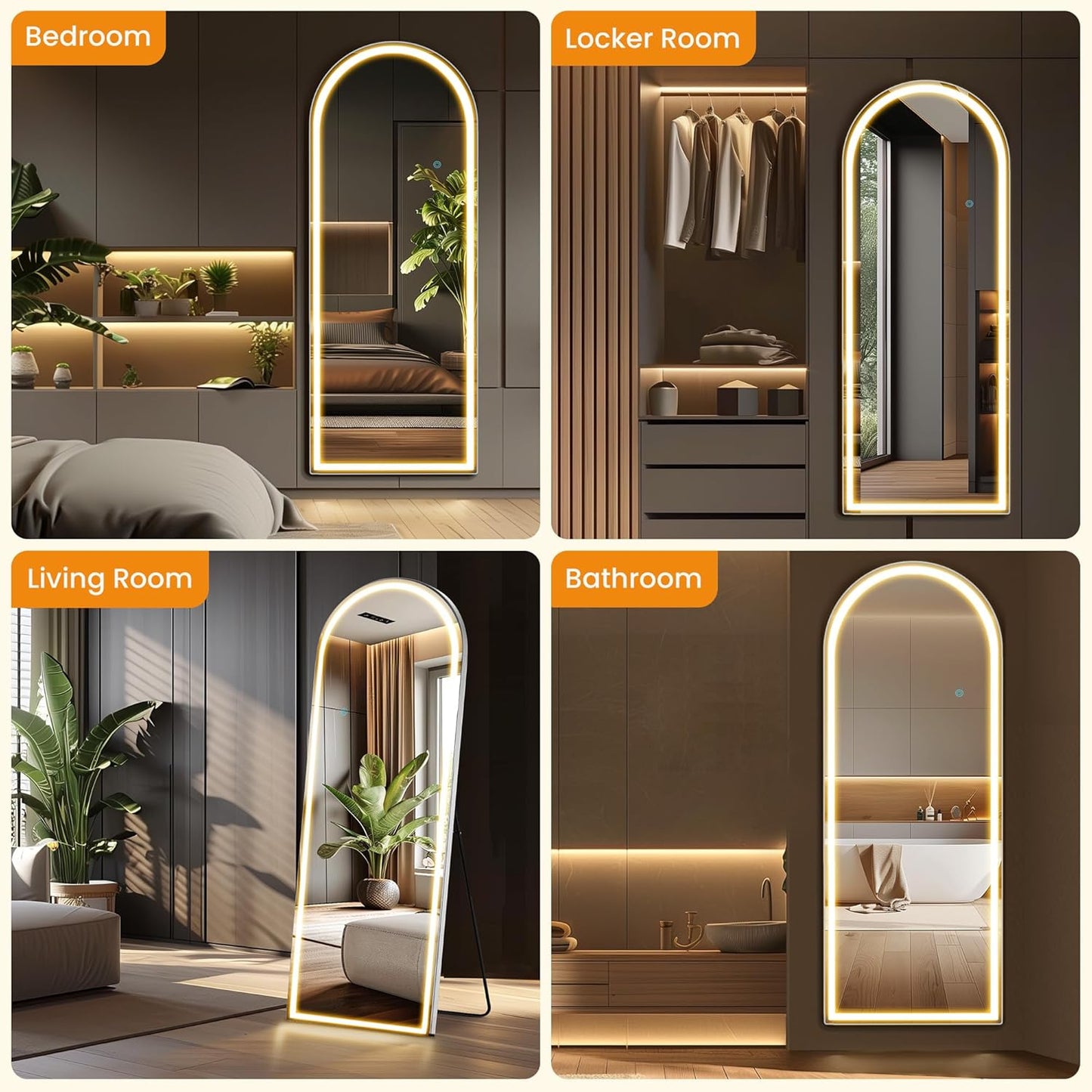 Mirror Full Length, Upgraded 16"x59" Body Wall Mirrors with Shatter-Proof Glass, Floor Standing, Hanging or Leaning, Tall Mirror with Stand Aluminum Alloy Frame for Bedroom Cloakroom
