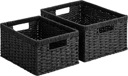 StorageWorks Wicker Basket, Baskets for Organizing, Storage Basket with Built-in Handles, Water Hyacinth Shelves (Medium 2-Pack, Natural Hyacinth)