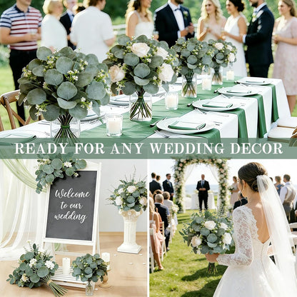 40 Pcs Faux Eucalyptus Leaves Stems Bulk Silver Dollar White Seed Artificial Greenery Stems Fake Sprays Branches for Wedding Table Centerpiece Bouquet Garland Floral Arrangement Home Decor