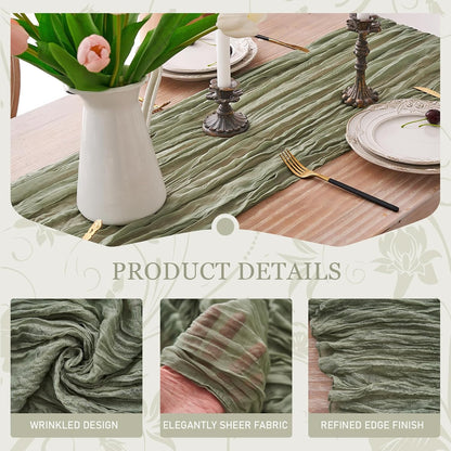 2pcs Cheesecloth Table Runner 120 Inches Pink Boho Gauze Cheese Cloth Runner 10FT Rustic Sheer Fall Table Runners for Thanksgiving Baby Shower Party Holiday Wedding Decoration