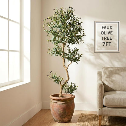 Fake Olive Tree 6.0 Feet – Artificial Plants Indoor, Faux Olive Tree, Fake Tree for Home Decor, Faux Trees Indoor for Living Room, Office, Bedroom – Tall Artificial Trees for Home, Designer Tree