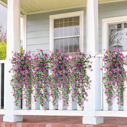 INQCMY Artificial Fake Hanging Flowers Plants for Outdoor Summer Decoration,2 PCS Faux Silk Daisy with Eucalyptus Leaves,UV Resistant Look Real for Outside Home Planter Porch Patio Balcony Yard Decor
