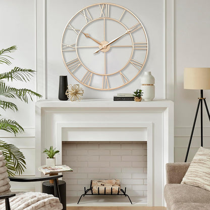 CLXEAST 30 Inch Large Wall Clock Modern, Oversized Roman Numeral Decorative Black Metal Wall Clock for Living Room Decor,House Warming Gifts New Home