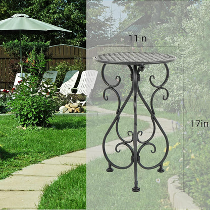 NAKUPE Plant Stand Indoor & Outdoor Flower Pot Stand 17" Tall Metal Plant Table,Single Planter Holder for Patio, Porch, Corner, Garden Decor, Balcony, Black(1 Pack)