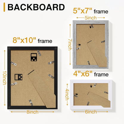Vittanly 20 Pack Picture Frames Collage Wall Decor, Multi Sizes Including 4pcs 8x10, 8pcs 5x7 and 8pcs 4x6 Photo Frames, Gallery Frame Set for Wall or Tabletop Display, Black, Brown and Dark Grey