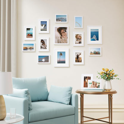 Vittanly 15 Pack Picture Frames Collage Wall Decor for Mounting or Tabletop Display, Gallery Frame Set for Family, Multi Sizes Including 3pcs 8x10, 6pcs 5x7, 6pcs 4x6, Black