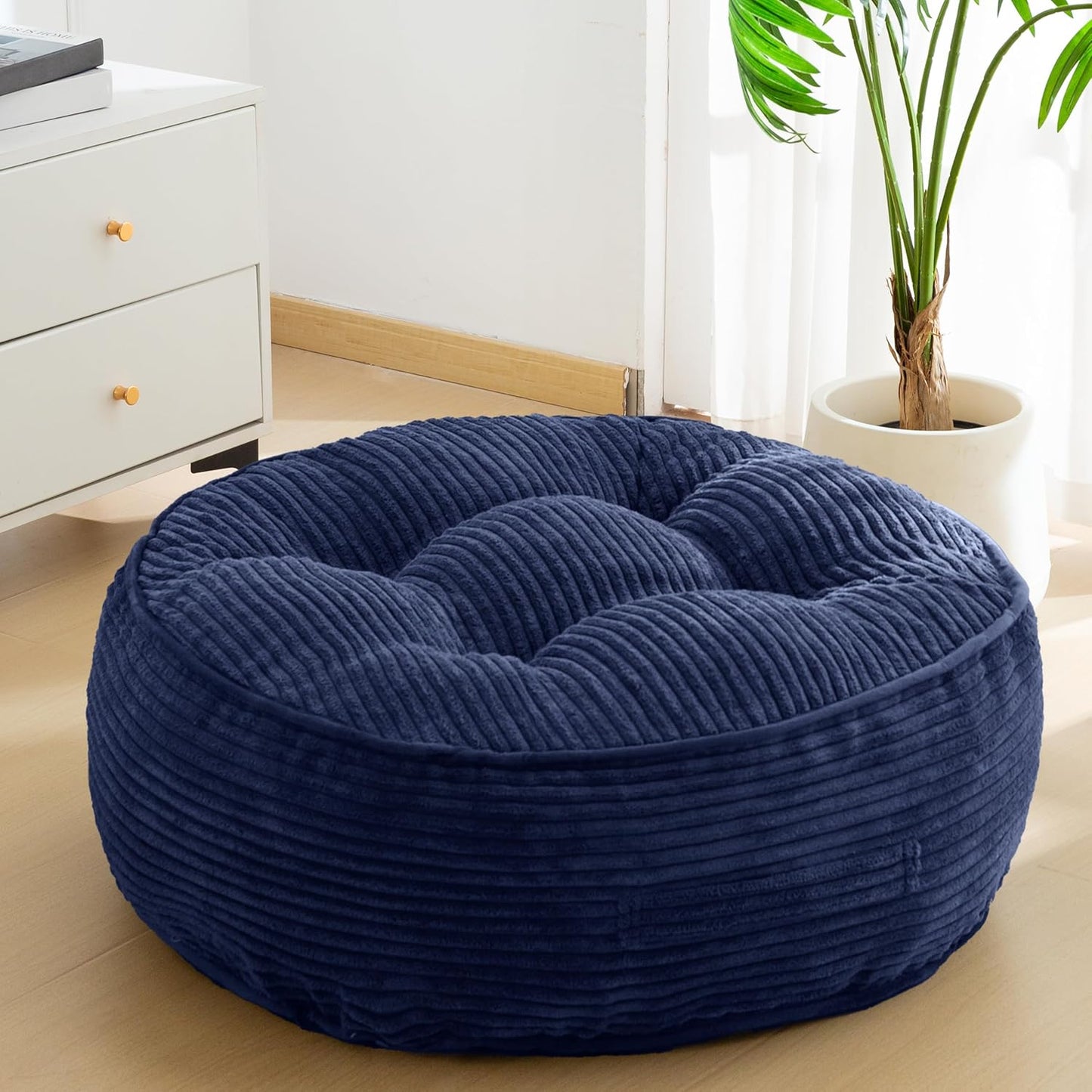 HIGOGOGO 6" Extra Thick Floor Pillow Cushion for Adults, Meditation Cushion Pillow, Large Square Floor Sitting, Tufted Corduroy Cover, for Tatami Living Room or Yoga, 22x22 Inch, 2Pack, Dark Grey