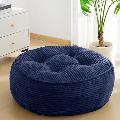 HIGOGOGO 6" Extra Thick Floor Pillow Cushion for Adults, Meditation Cushion Pillow, Large Square Floor Sitting, Tufted Corduroy Cover, for Tatami Living Room or Yoga, 22x22 Inch, 2Pack, Dark Grey