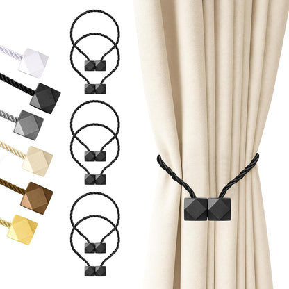 Hion Magnetic Curtain Tiebacks Black 2pcs, Curtain Tiebacks Buckles Holdbacks Holders Hooks Clip for Home Outdoor Bedroom Office Decorative Curtain