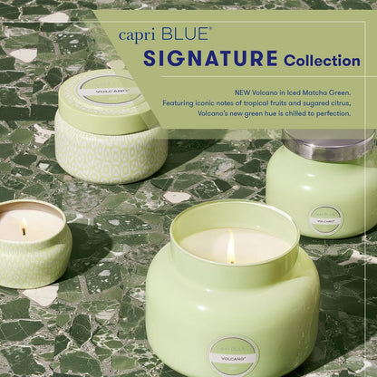 Capri Blue Volcano Printed Travel Tin Jar Candle - Luxury Candle with a Long Lasting Soy Wax Blend - Scented with Tropical & Fruity Fragrance (White Color, 8.5 oz)