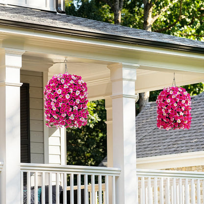 HyeFlora Artificial Flowers for Outdoors, 2pcs Faux Silk Pansies Flowers UV Resistant Fake Hanging Flower Plants for Outside Planters Porch Yard Patio Window Box (Mix Purple)