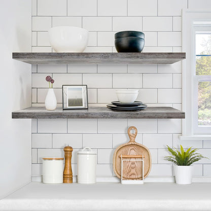 Sorbus Floating Shelves for Wall - 48 Inch Long Bathroom Shelves, Wall Decor for Bedroom, Kitchen, Living Room & Book Storage - Mounted Floating Shelf with Invisible Brackets (Maple Wood, 2 Pack)