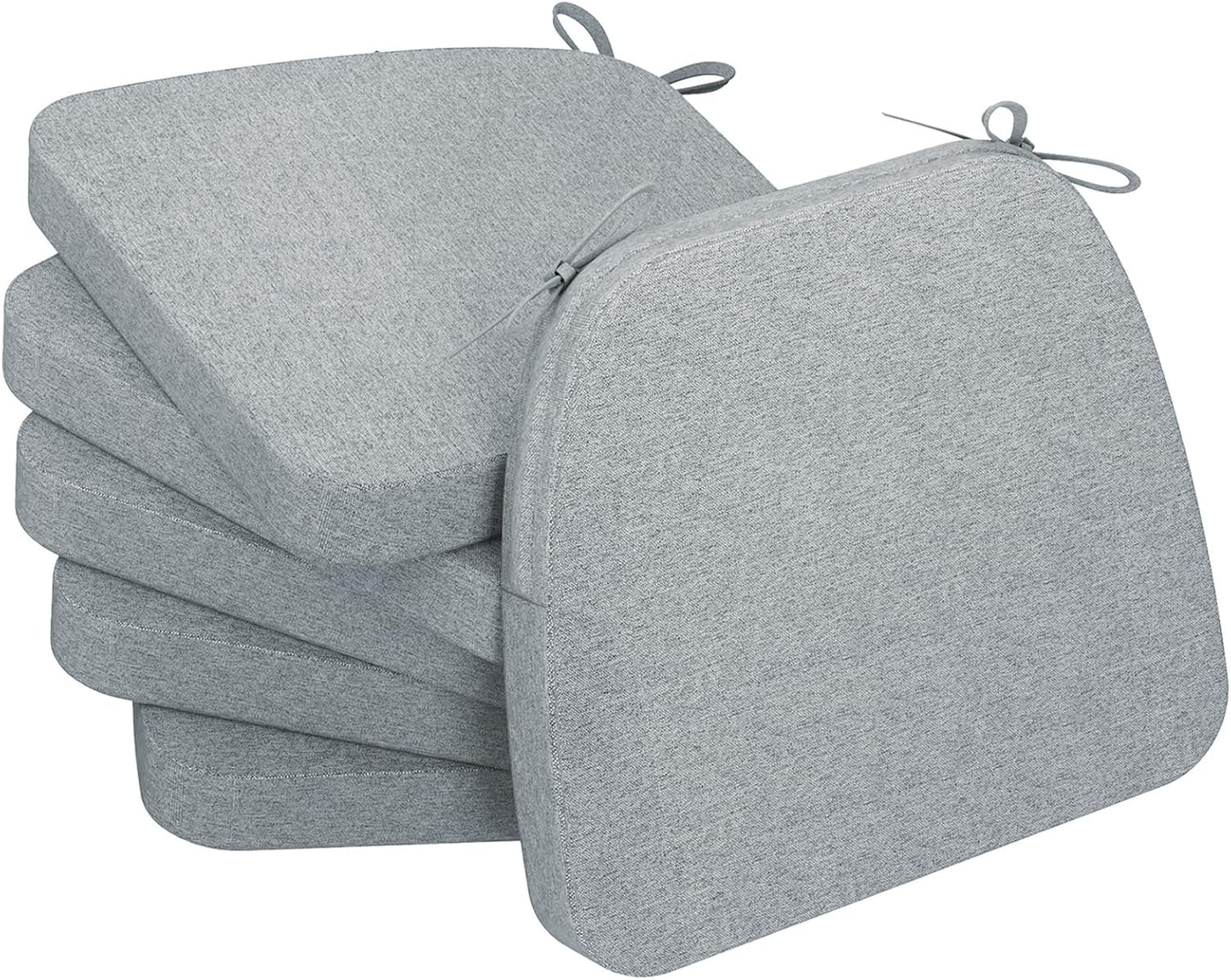 AAAAAcessories D-Shaped Chair Cushions, 2" Thick Dining Chair Pads with Ties and Removable, Machine-Washable Cover, 17" x 16", Set of 4, Oatmeal Beige - Colors A