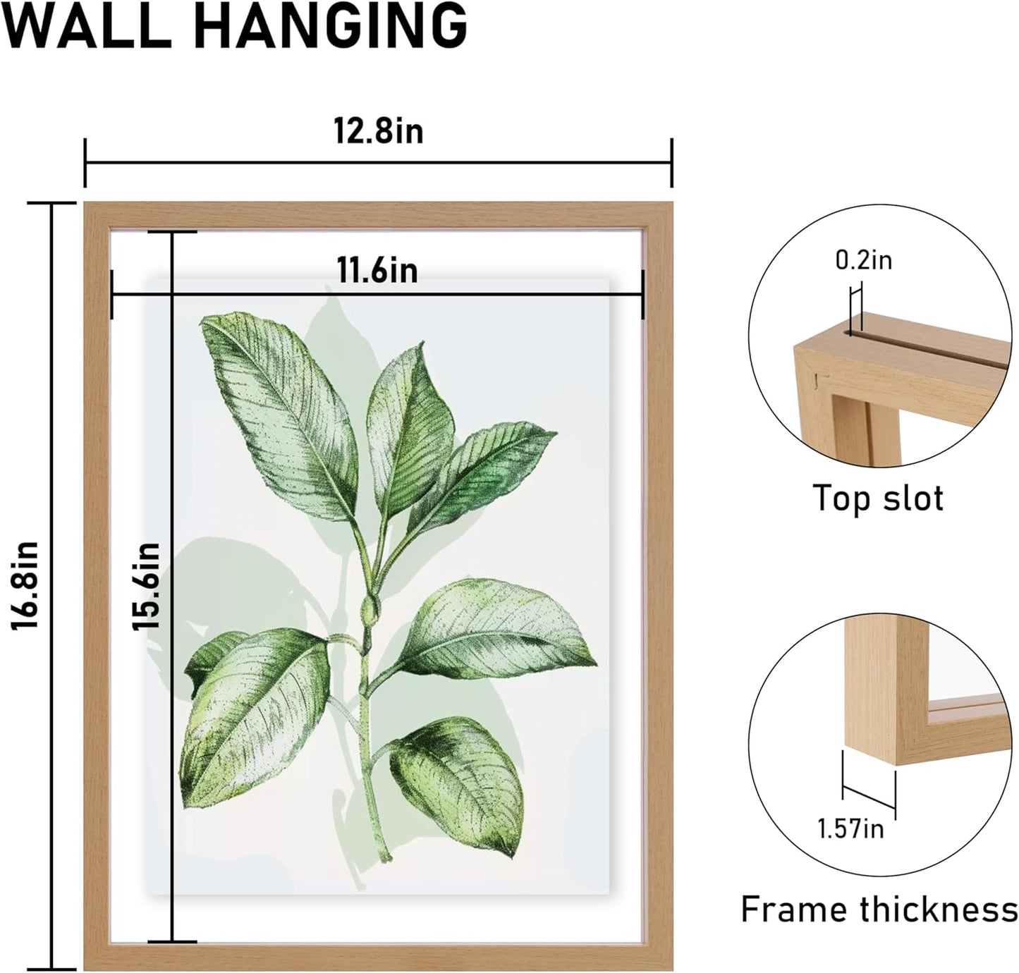CORE ART 8x10 Floating Picture Frame,Double Plexglass Floating Frame for 5x7,4x6 Pictures,Wall or Tabletop Display,Black