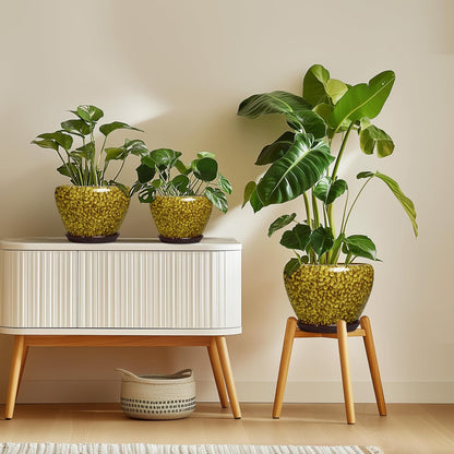6 Inch Plant Pot - Ceramic Pots for Plants with Drainage Hole and Saucer, Round Succulent Planter Indoor Outdoor, Modern Flower Pot for Snake Plants, Home Decor, Gifts for Plant Lover, Blue
