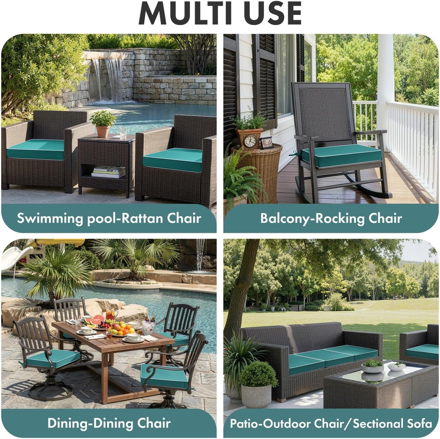 MIULEE Beige Outdoor Bench Cushion Set of 1, 48x18x3 Inch Waterproof Patio Seat Cushions for Swing and Outdoor Furniture Couch Sofa, 3 Year Color Fastness High Density Foam with Adjustable Ties