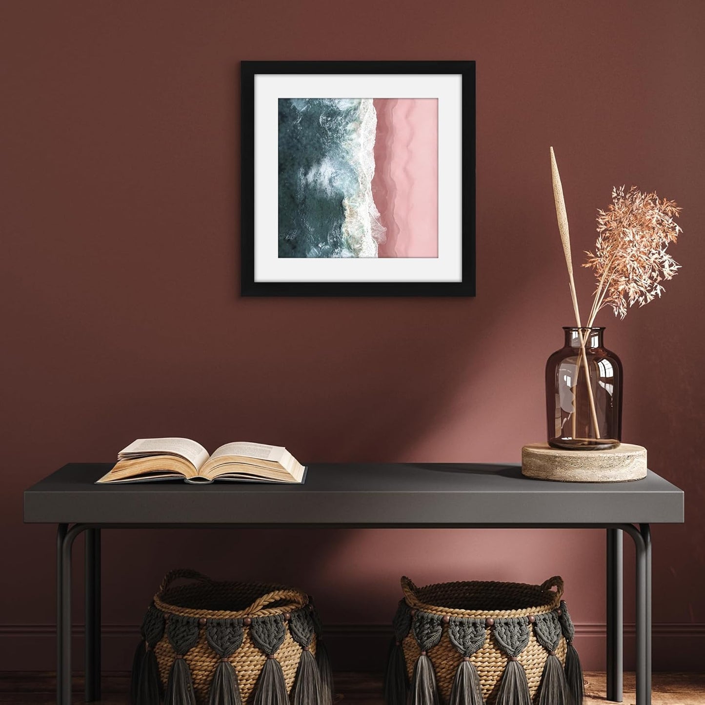 Americanflat 8x10 Picture Frame with Shatter-Resistant Glass - Use as 5x7 Frame with Mat or Display 8x10 Photo Without Mat - Signature Collection - Picture Frames for Tabletop and Wall Display - Black