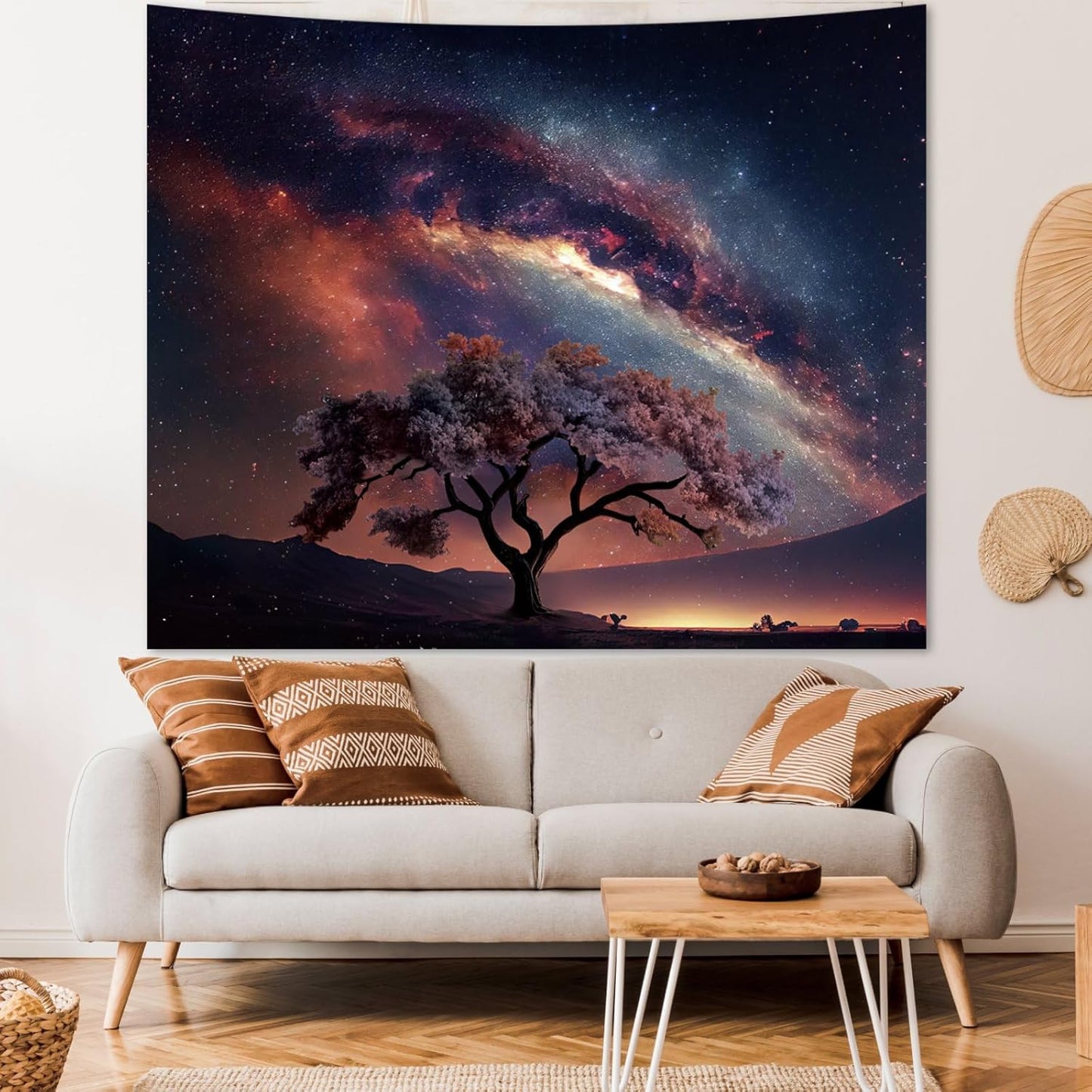 Apdidl Forest Galaxy Starry Tapestry for Bedroom Ceiling, Blue Space Night Starry Sky Moon Stars Tapestry Aesthetic, Tree Forest Milky Way Backdrop Wall Hanging for Dorm Living Room Decor (51" X 60")