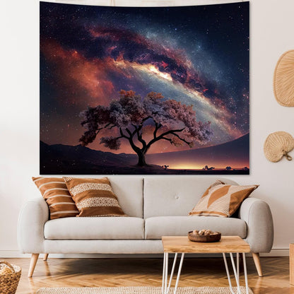 Apdidl Forest Galaxy Starry Tapestry for Bedroom Ceiling, Blue Space Night Starry Sky Moon Stars Tapestry Aesthetic, Tree Forest Milky Way Backdrop Wall Hanging for Dorm Living Room Decor (51" X 60")