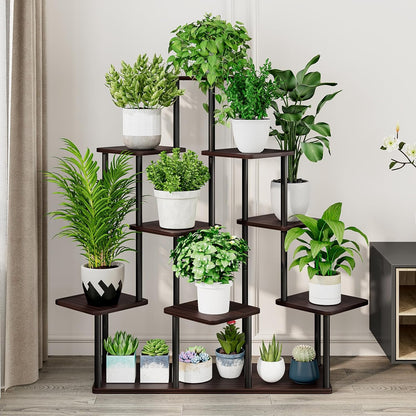 AZERPIAN Plant Stand 5 Tier Indoor Metal Flower Shelf for Multiple Plants Corner Tall Flower Holders for Patio Garden Living Room Balcony Bedroom, Black (5 Tier-Black)