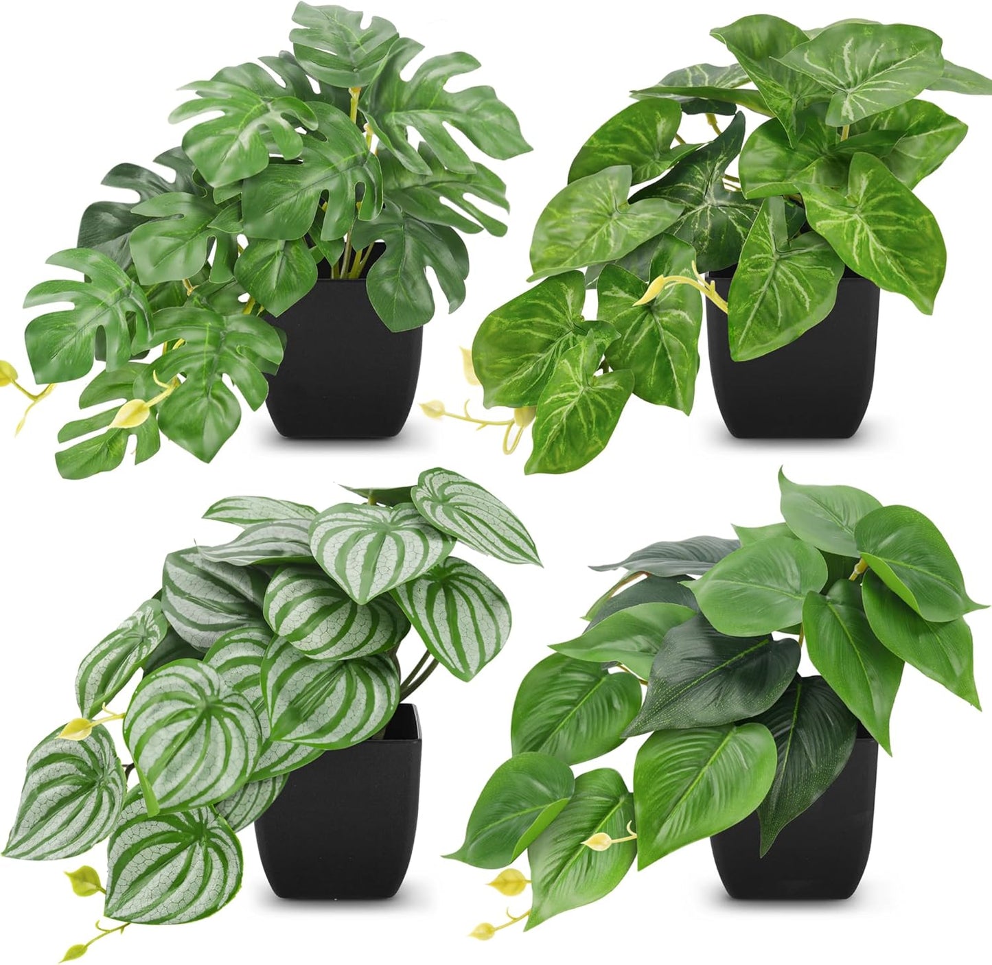 Der Rose 2Pcs Small Fake Plants Artificial Mini Faux Plants for Bathroom Office Desk Shelf Table Accessories Decor Indoor