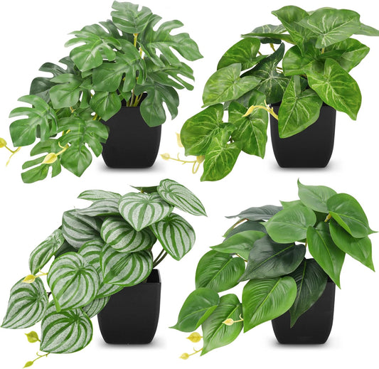 Der Rose 2Pcs Small Fake Plants Artificial Mini Faux Plants for Bathroom Office Desk Shelf Table Accessories Decor Indoor