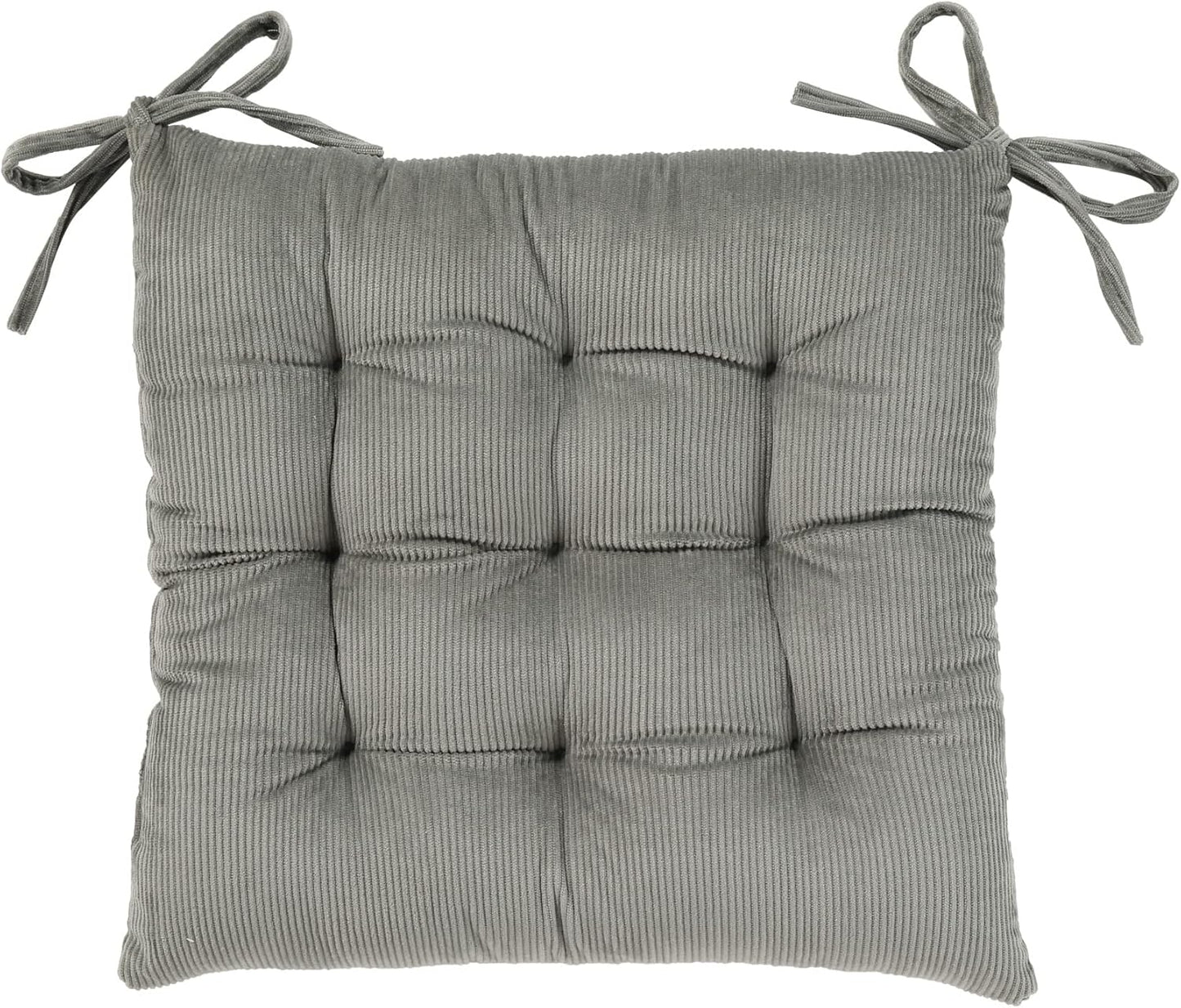 HLOVME Corduroy Chair Cushion with Ties Ultra Soft Warm Floor Cushion for Kids Reading Nook Comfortable Square Seat Cushion for Adult 15.7”x15.7”, White