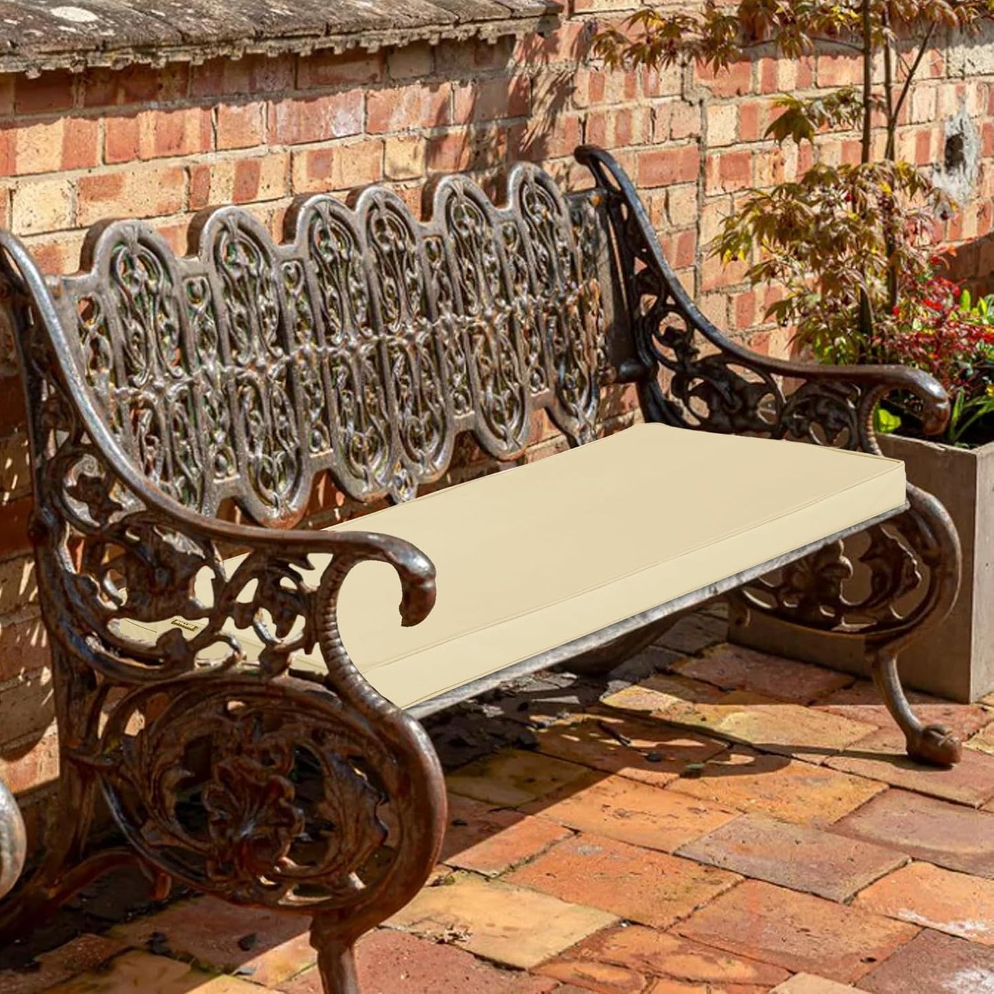 Outdoor Bench Cushions 48 x 18 Inch Thick Waterproof Porch Swing Cushions with Tie Patio Furniture Chair Cushion Bench Pad 5 Year Color Fastness Backyard Seat Pads Navy