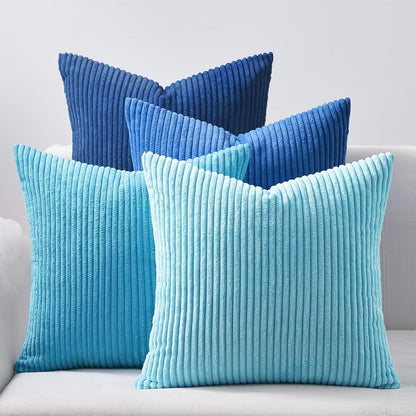 Topfinel Decorative Throw Pillow Covers Cushion Cases, Set of 4 Soft Velvet Modern Double-Sided Designs, Mix and Match for Boho Farmhouse Fall Home Decor (18x18 inch, Orange/Teal)