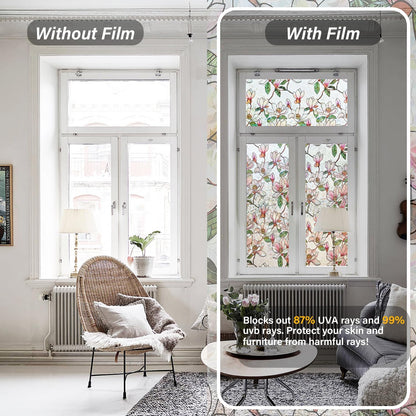 Ranzdn Window Privacy Film - Stained Glass Window Film Static Cling UV & Heat Blocking Rainbow Window Film for Glass Doors, Bedroom Windows - No Glue Premium Vinyl (Easy Install, 17.5"×78.7")