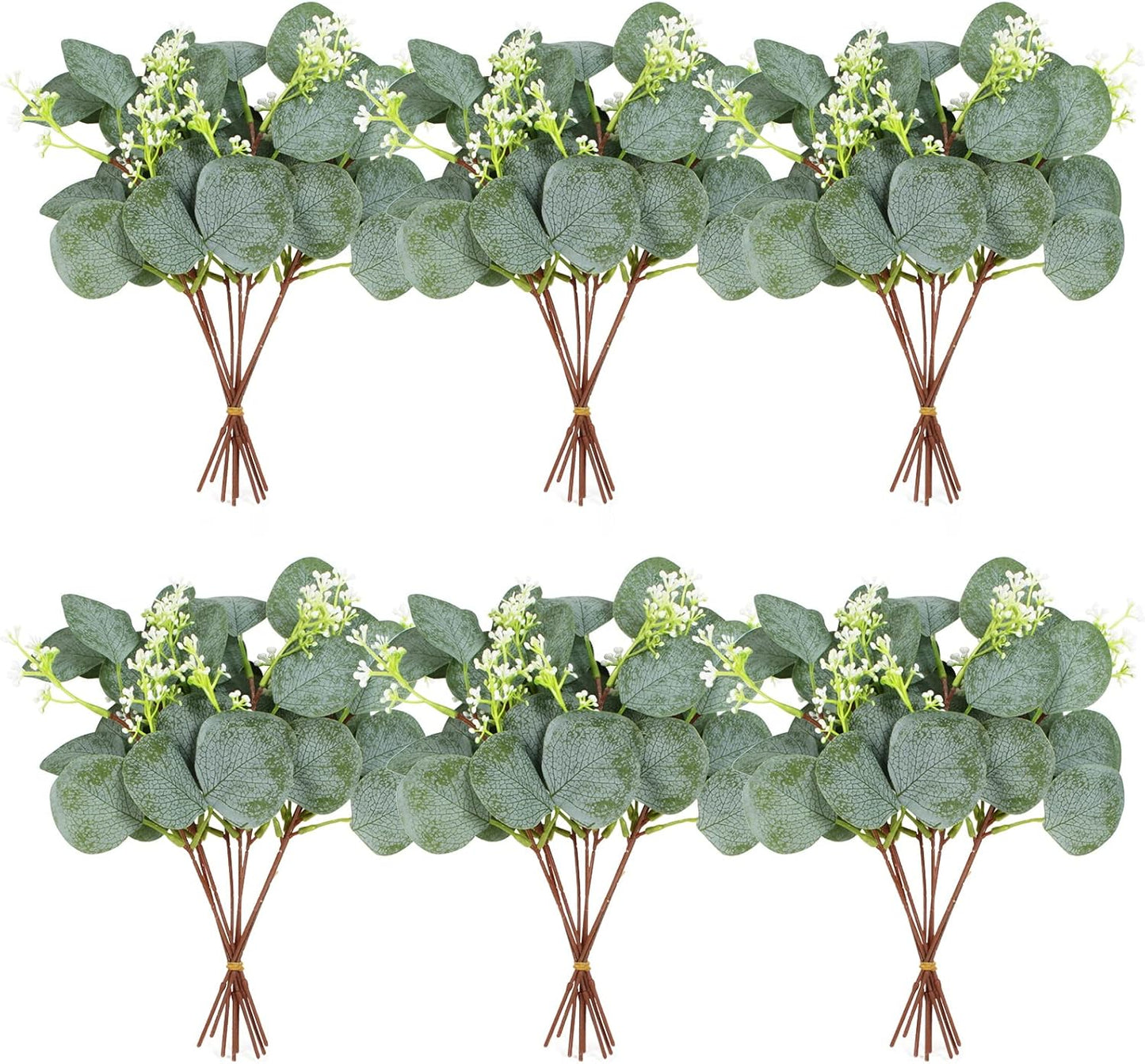 ZeKonan 40 Pcs Artificial Eucalyptus Stem, Fake Silver Dollar Eucalyptus Leaves Stems Bulk Real Touch Faux Leaf Branches for DIY Bouquets Floral Arrangement Wedding Home Decor