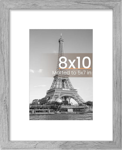 upsimples 8x10 Picture Frame, Display Pictures 5x7 with Mat or 8x10 Without Mat, Wall Hanging Photo Frame, Black, 1 Pack - Colors B