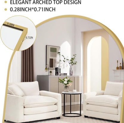Simple Deluxe Arched Full Length Mirror, 71"x26"Large Floor Mirrors, for Wall Door Bedroom Bathroom Living Room (Gold)