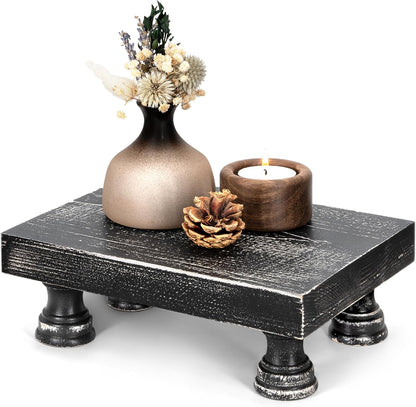 EOSAHR Farmhouse Riser for Room Decor : Decorative Pedestal Stand For Display Your Home Decorations and Uniquely Soap Stand - Rustic Bathroom Counter Tray and Kitchen Decor (Natural Wood)