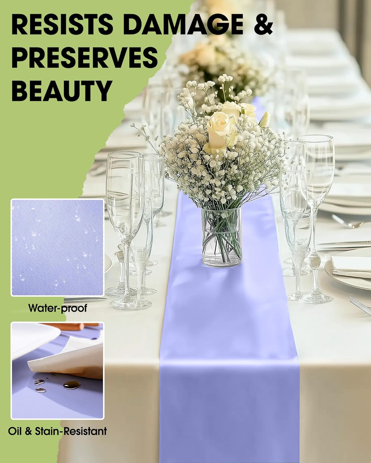 Pureegg Gold Plastic Table Runners - 10 Pack, 14'' x 108'', Water Resistant & Disposable Centerpiece Decorations for Table Cloth, Wedding, Birthday, Holiday, Baby Shower, Party, Home Decor