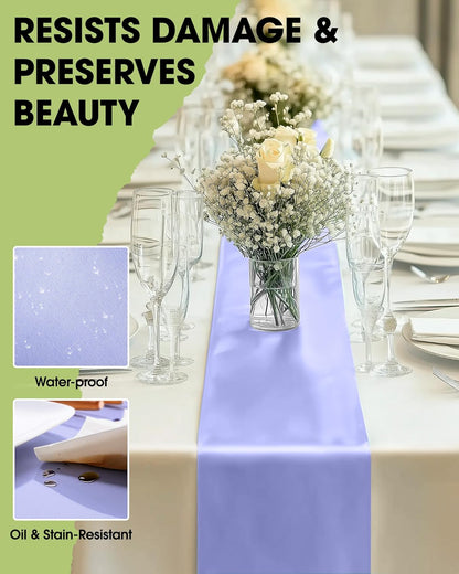 Pureegg Gold Plastic Table Runners - 10 Pack, 14'' x 108'', Water Resistant & Disposable Centerpiece Decorations for Table Cloth, Wedding, Birthday, Holiday, Baby Shower, Party, Home Decor