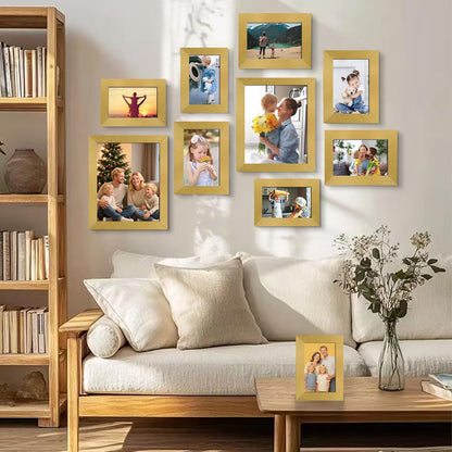 LUCKYLIFE Picture Frames Collage Wall Decor 10-Pack, Gallery Wall Frame Set with 8x10 5x7 4x6 Frames in 3 Different Finishes