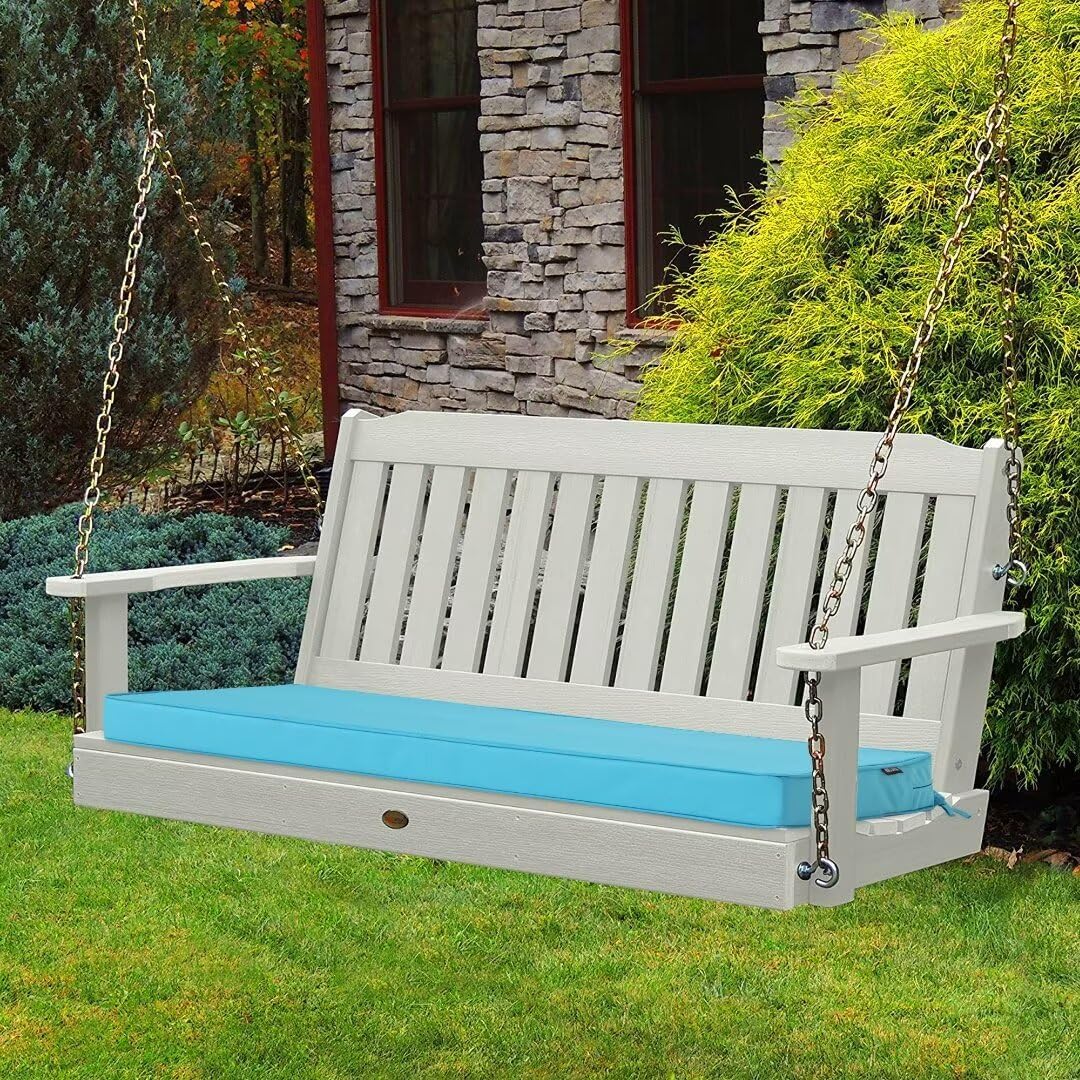 Outdoor Bench Cushions 48 x 18 Inch Thick Waterproof Porch Swing Cushions with Tie Patio Furniture Chair Cushion Bench Pad 5 Year Color Fastness Backyard Seat Pads Navy