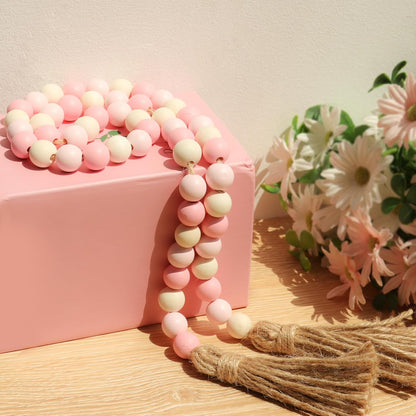 Meplait Wood Bead Garland, 39in Farmhouse Beads with Tassels for Tiered Tray Decor