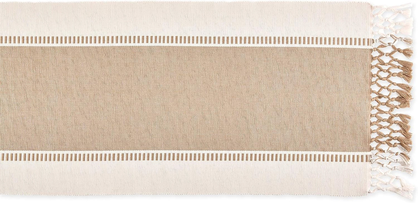 DII Dobby Stripe Woven Table Runner, 13x72-inch, French Blue