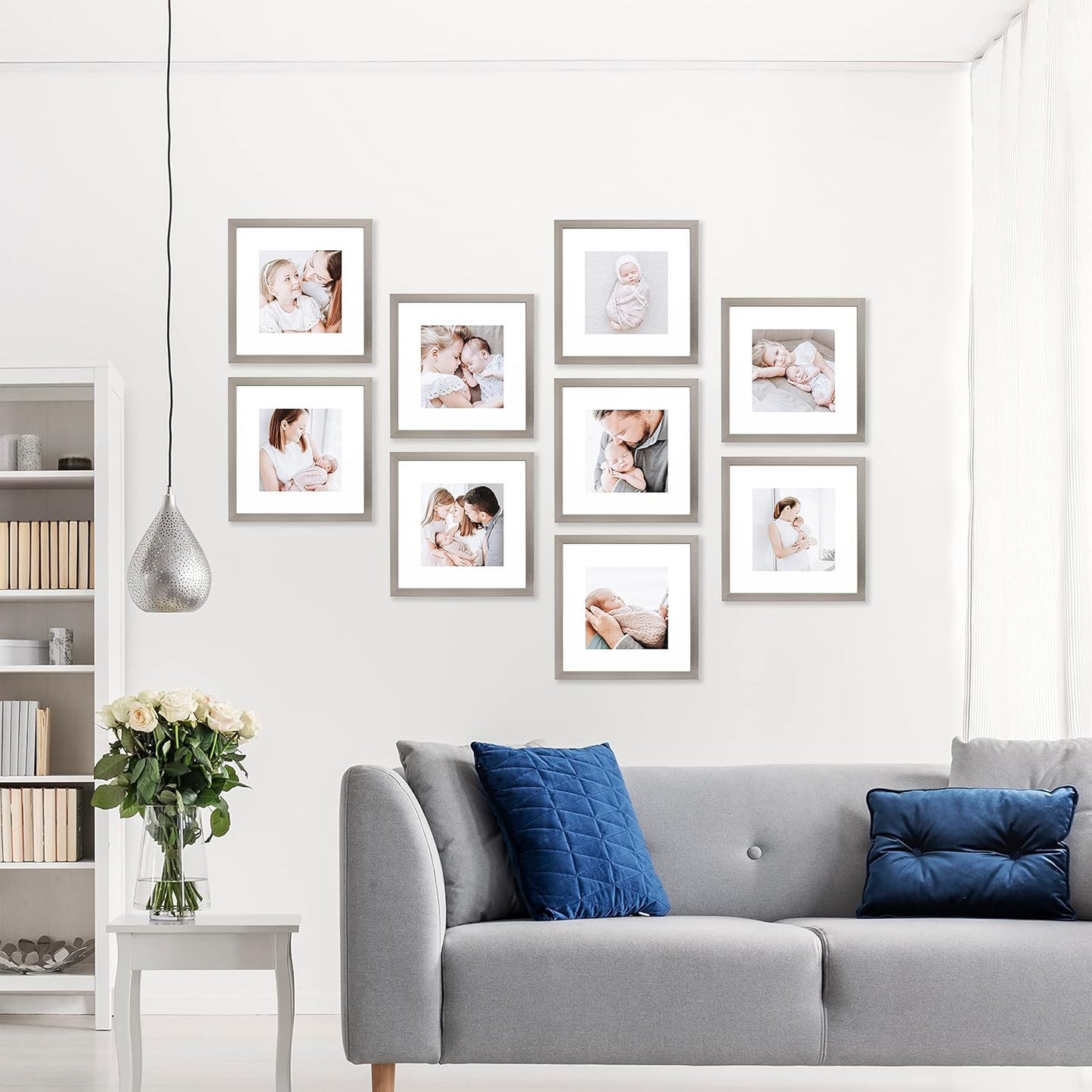 Sheffield Home 9 Piece Gallery Wall Frame Set, 11x14 in. matted to 8x10 in. (Matte Black)